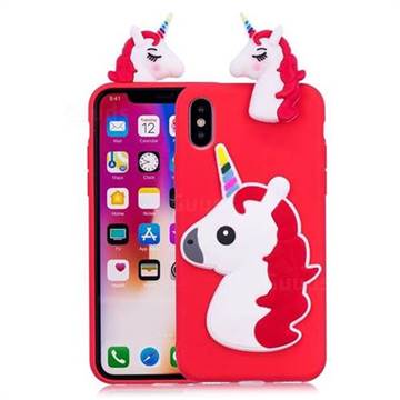 Unicorn Soft 3D Silicone Case for iPhone XS / X / 10 (5.8 inch) - Red