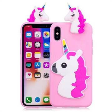 Unicorn Soft 3D Silicone Case for iPhone XS / X / 10 (5.8 inch) - Rose