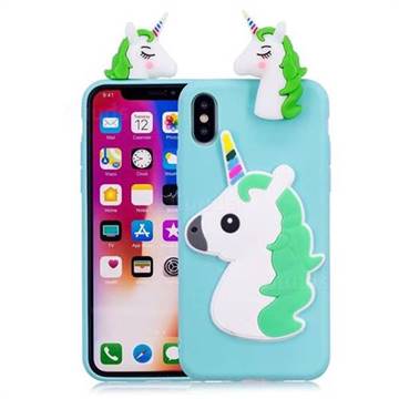 Unicorn Soft 3D Silicone Case for iPhone XS / X / 10 (5.8 inch) - Baby Blue