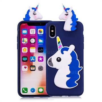 Unicorn Soft 3D Silicone Case for iPhone XS / X / 10 (5.8 inch) - Dark Blue