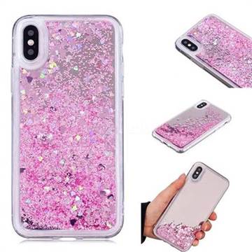 Glitter Sand Mirror Quicksand Dynamic Liquid Star TPU Case for iPhone XS / X / 10 (5.8 inch) - Cherry Pink
