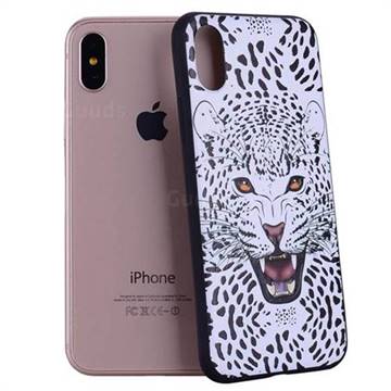 Snow Leopard 3D Embossed Relief Black Soft Back Cover for iPhone XS / X / 10 (5.8 inch)
