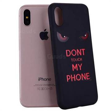 Red Eyes 3D Embossed Relief Black Soft Back Cover for iPhone XS / X / 10 (5.8 inch)