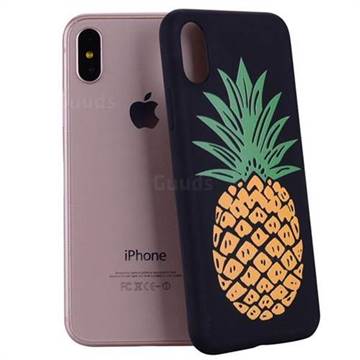Big Pineapple 3D Embossed Relief Black Soft Back Cover for iPhone XS / X / 10 (5.8 inch)