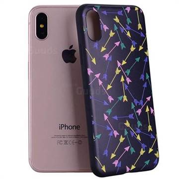 Colorful Arrows 3D Embossed Relief Black Soft Back Cover for iPhone XS / X / 10 (5.8 inch)