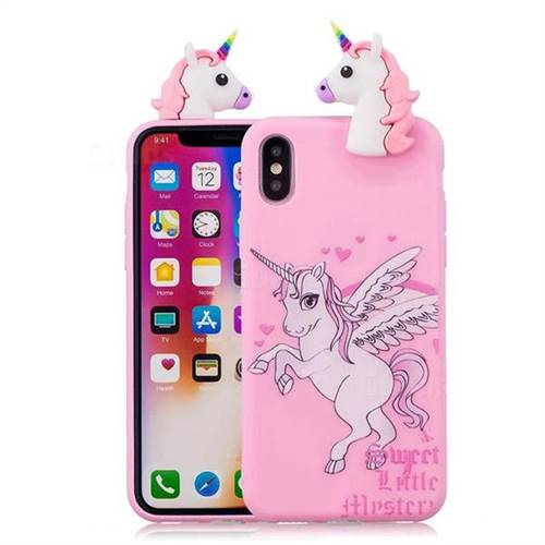 Wings Unicorn Soft 3D Climbing Doll Soft Case for iPhone XS / X / 10 (5.8 inch)