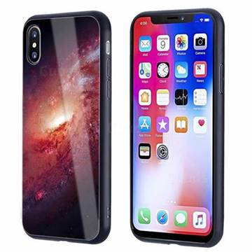 Luxury Starry Sky Tempered Glass Hard Back Cover with Silicone Bumper for iPhone XS / X / 10 (5.8 inch) - Pink