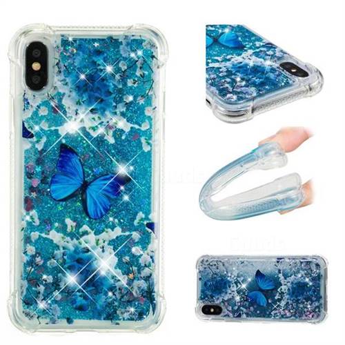 Flower Butterfly Dynamic Liquid Glitter Sand Quicksand Star TPU Case for iPhone XS / X / 10 (5.8 inch)