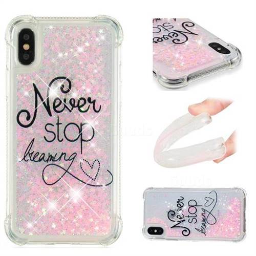 Never Stop Dreaming Dynamic Liquid Glitter Sand Quicksand Star TPU Case for iPhone XS / X / 10 (5.8 inch)