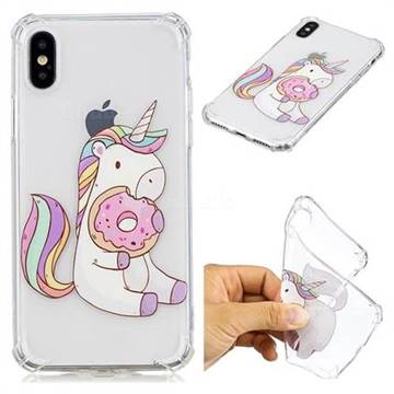 Donut Unicorn Anti-fall Clear Varnish Soft TPU Back Cover for iPhone XS / X / 10 (5.8 inch)