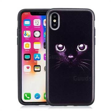 Black Cat Eyes 3D Embossed Relief Black Soft Phone Back Cover for iPhone XS / X / 10 (5.8 inch)