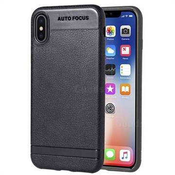 Litchi Grain Silicon Soft Phone Case for iPhone XS / X / 10 (5.8 inch) - Black