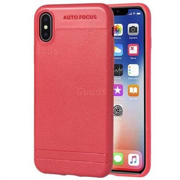 Litchi Grain Silicon Soft Phone Case for iPhone XS / X / 10 (5.8 inch) - Red