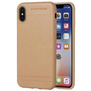 Litchi Grain Silicon Soft Phone Case for iPhone XS / X / 10 (5.8 inch) - Beige
