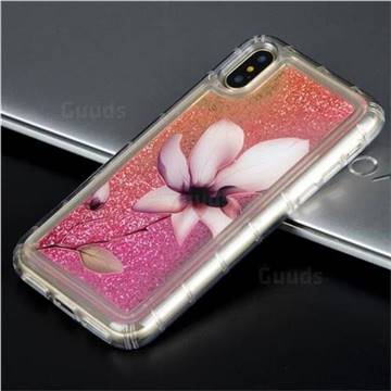 Lotus Glassy Glitter Quicksand Dynamic Liquid Soft Phone Case for iPhone XS / X / 10 (5.8 inch)