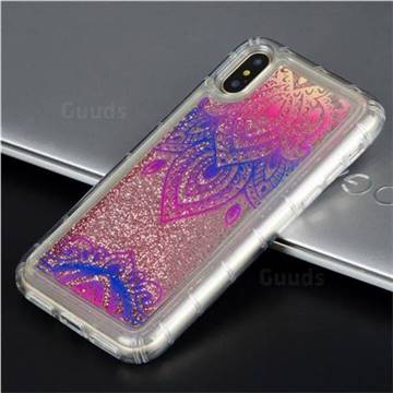 Blue and White Glassy Glitter Quicksand Dynamic Liquid Soft Phone Case for iPhone XS / X / 10 (5.8 inch)