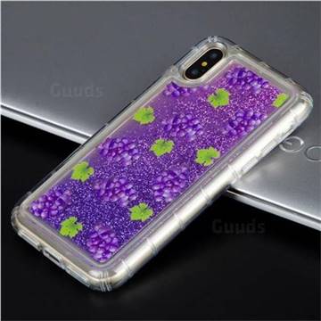 Purple Grape Glassy Glitter Quicksand Dynamic Liquid Soft Phone Case for iPhone XS / X / 10 (5.8 inch)