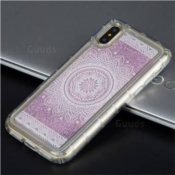 Mandala Glassy Glitter Quicksand Dynamic Liquid Soft Phone Case for iPhone XS / X / 10 (5.8 inch)