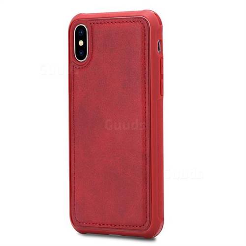Luxury Shatter-resistant Leather Coated Phone Back Cover for iPhone XS / X / 10 (5.8 inch) - Red