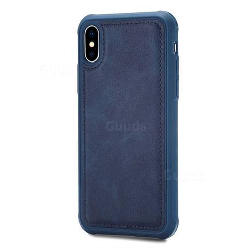 Luxury Shatter-resistant Leather Coated Phone Back Cover for iPhone XS / X / 10 (5.8 inch) - Blue