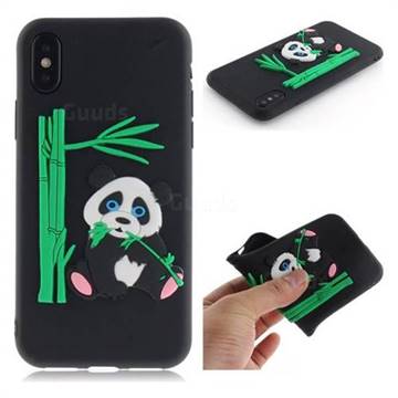 Panda Eating Bamboo Soft 3D Silicone Case for iPhone XS / X / 10 (5.8 inch) - Black