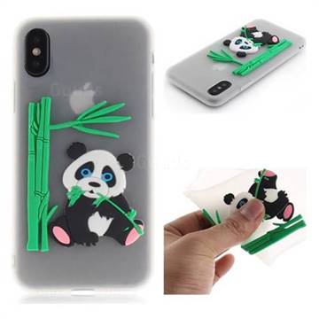 Panda Eating Bamboo Soft 3D Silicone Case for iPhone XS / X / 10 (5.8 inch) - Translucent