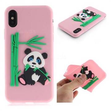 Panda Eating Bamboo Soft 3D Silicone Case for iPhone XS / X / 10 (5.8 inch) - Pink