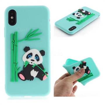Panda Eating Bamboo Soft 3D Silicone Case for iPhone XS / X / 10 (5.8 inch) - Green
