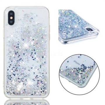 Dynamic Liquid Glitter Quicksand Sequins TPU Phone Case for iPhone XS / X / 10 (5.8 inch) - Silver