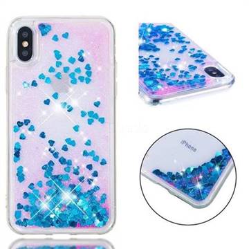 Dynamic Liquid Glitter Quicksand Sequins TPU Phone Case for iPhone XS / X / 10 (5.8 inch) - Blue