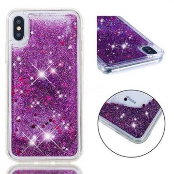 Dynamic Liquid Glitter Quicksand Sequins TPU Phone Case for iPhone XS / X / 10 (5.8 inch) - Purple