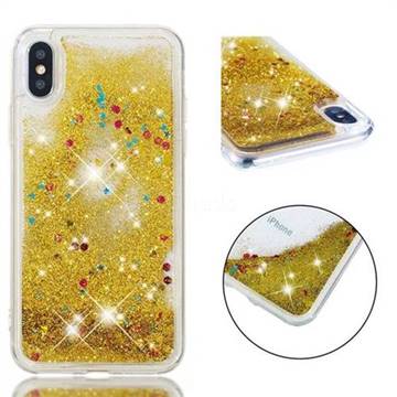 Dynamic Liquid Glitter Quicksand Sequins TPU Phone Case for iPhone XS / X / 10 (5.8 inch) - Golden