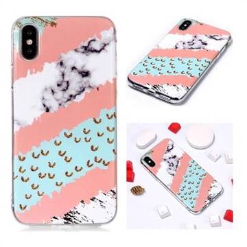 Diagonal Grass Soft TPU Marble Pattern Phone Case for iPhone XS / iPhone X(5.8 inch)