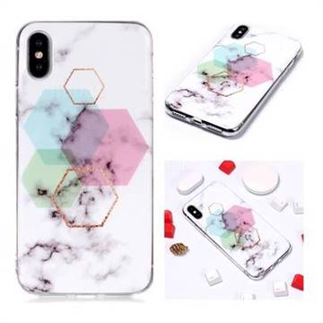 Hexagonal Soft TPU Marble Pattern Phone Case for iPhone XS / iPhone X(5.8 inch)