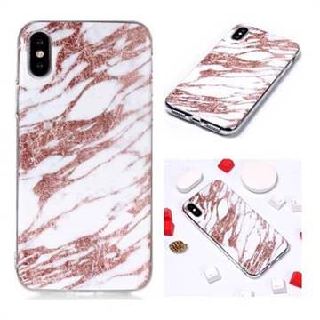 Rose Gold Grain Soft TPU Marble Pattern Phone Case for iPhone XS / iPhone X(5.8 inch)