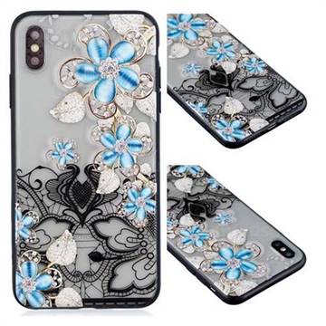 Lilac Lace Diamond Flower Soft TPU Back Cover for iPhone XS / iPhone X(5.8 inch)