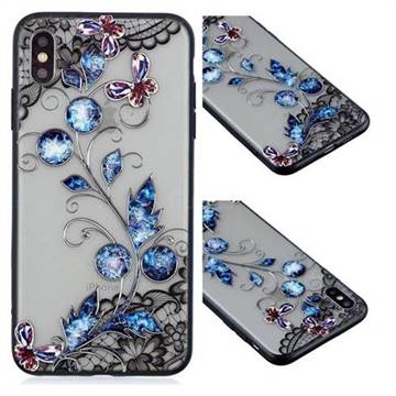 Butterfly Lace Diamond Flower Soft TPU Back Cover for iPhone XS / iPhone X(5.8 inch)