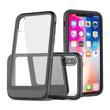 Luxury 3-in-1 Silicone + Transparent PC Anti-fall Phone Case for iPhone XS / iPhone X(5.8 inch) - Black