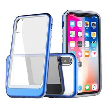 Luxury 3-in-1 Silicone + Transparent PC Anti-fall Phone Case for iPhone XS / iPhone X(5.8 inch) - Blue