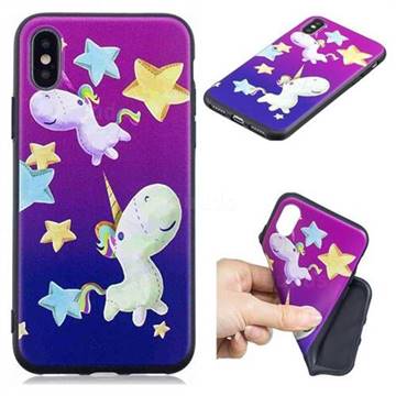 Pony 3D Embossed Relief Black TPU Cell Phone Back Cover for iPhone XS / iPhone X(5.8 inch)