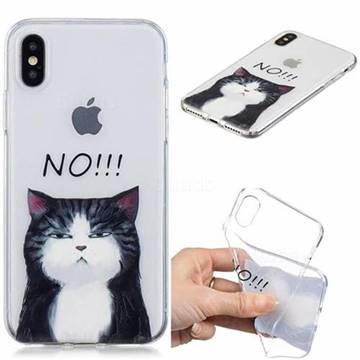 Cat Say No Clear Varnish Soft Phone Back Cover for iPhone XS / iPhone X(5.8 inch)