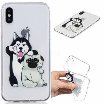 Selfie Dog Clear Varnish Soft Phone Back Cover for iPhone XS / iPhone X(5.8 inch)