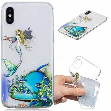 Mermaid Clear Varnish Soft Phone Back Cover for iPhone XS / iPhone X(5.8 inch)