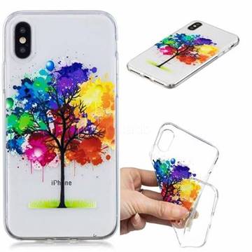 Oil Painting Tree Clear Varnish Soft Phone Back Cover for iPhone XS / iPhone X(5.8 inch)