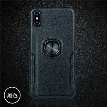 Phantom Rhombus Series Knight Armor Anti Drop PC Silicone Invisible Ring Holder Phone Cover for iPhone XS / iPhone X(5.8 inch) - Black