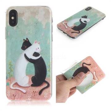 Black and White Cat IMD Soft TPU Cell Phone Back Cover for iPhone XS / iPhone X(5.8 inch)