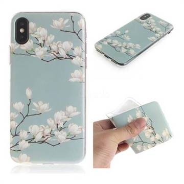 Magnolia Flower IMD Soft TPU Cell Phone Back Cover for iPhone XS / iPhone X(5.8 inch)