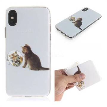 Cat and Tiger IMD Soft TPU Cell Phone Back Cover for iPhone XS / iPhone X(5.8 inch)