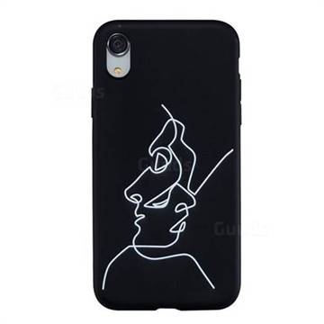 Human Face Stick Figure Matte Black TPU Phone Cover for iPhone XS