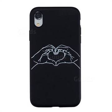 Heart Hand Stick Figure Matte Black TPU Phone Cover for iPhone XS / iPhone X(5.8 inch)